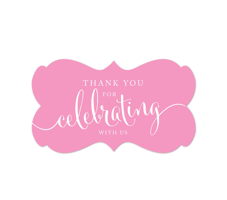 Thank You For Celebrating With Us Fancy Frame Label Stickers-Set of 36-Andaz Press-Pink-