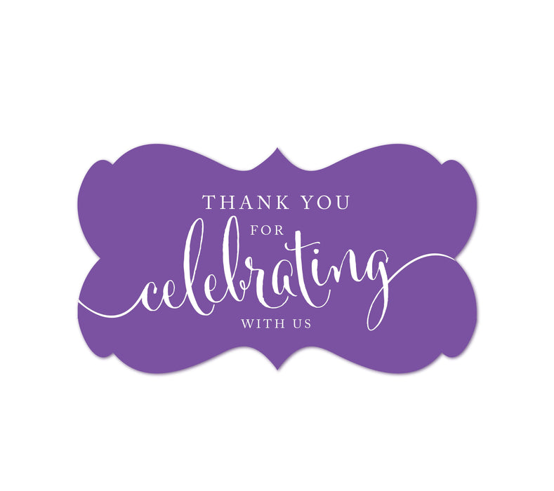 Thank You For Celebrating With Us Fancy Frame Label Stickers-Set of 36-Andaz Press-Purple-