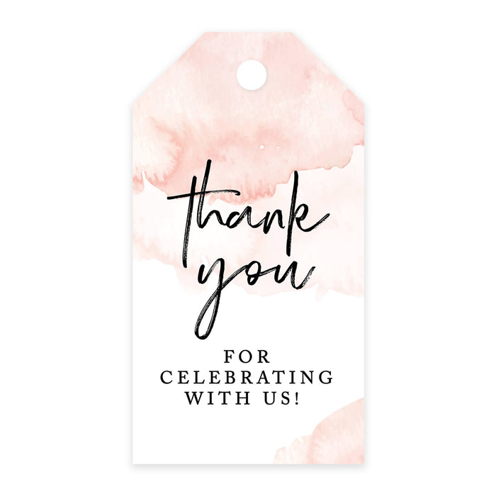 Thank You For Celebrating With Us Favor Tags, Cardstock Gift Tags with Bakers Twine 2 x 3.75-Inches-Set of 100-Andaz Press-Coral Brushed Watercolor-