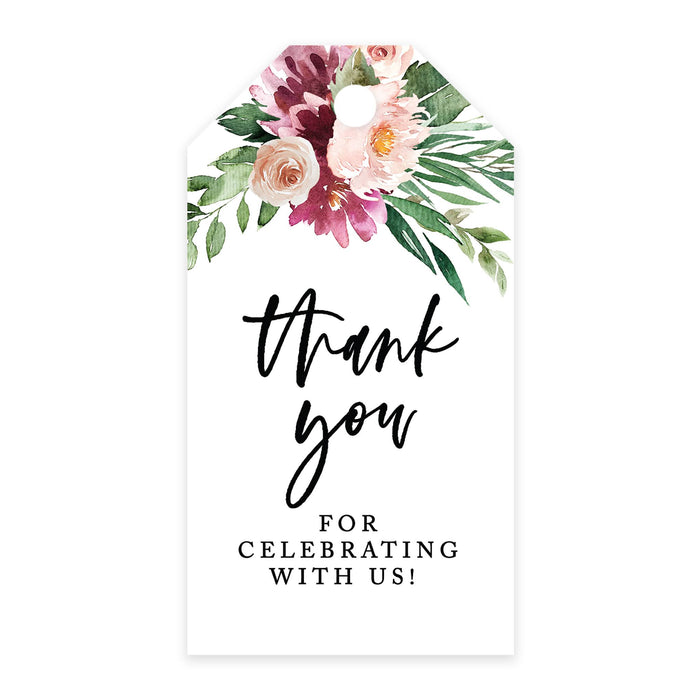 Thank You For Celebrating With Us Favor Tags, Cardstock Gift Tags with Bakers Twine 2 x 3.75-Inches-Set of 100-Andaz Press-Spring Watercolor Florals-