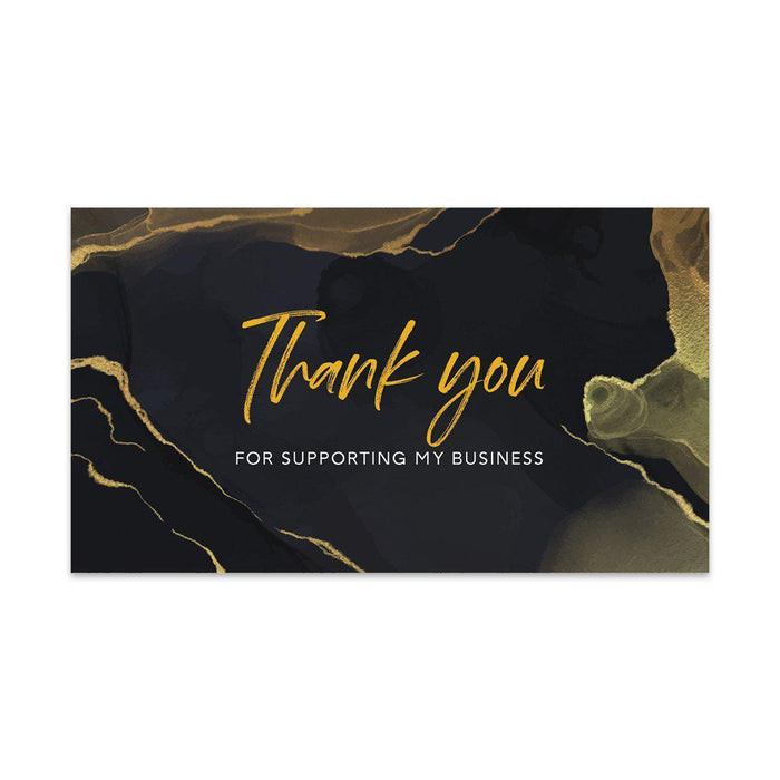 Thank You For Supporting My Small Business Cards, Business Card for Small Business Owners Design 2-Set of 100-Andaz Press-Black and Gold Marble-