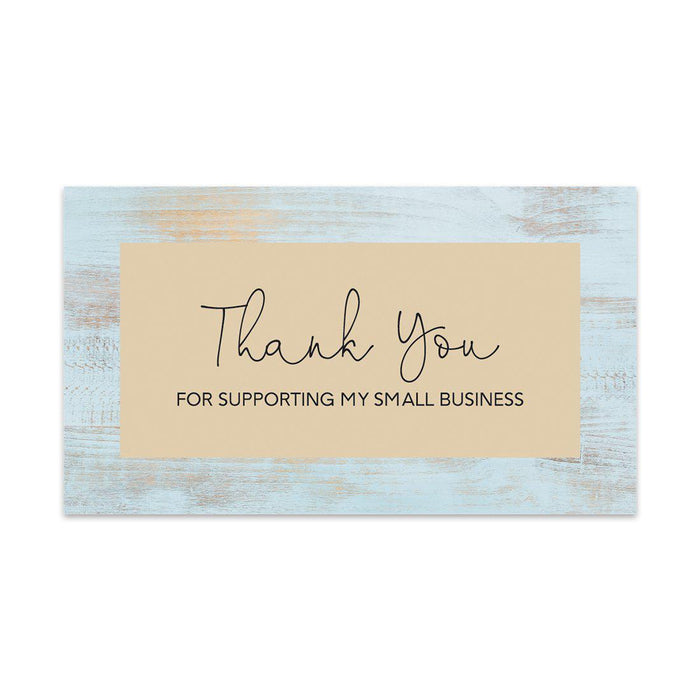 Thank You For Supporting My Small Business Cards, Business Card for Small Business Owners Design 2-Set of 100-Andaz Press-Light Blue Rustic Wood-
