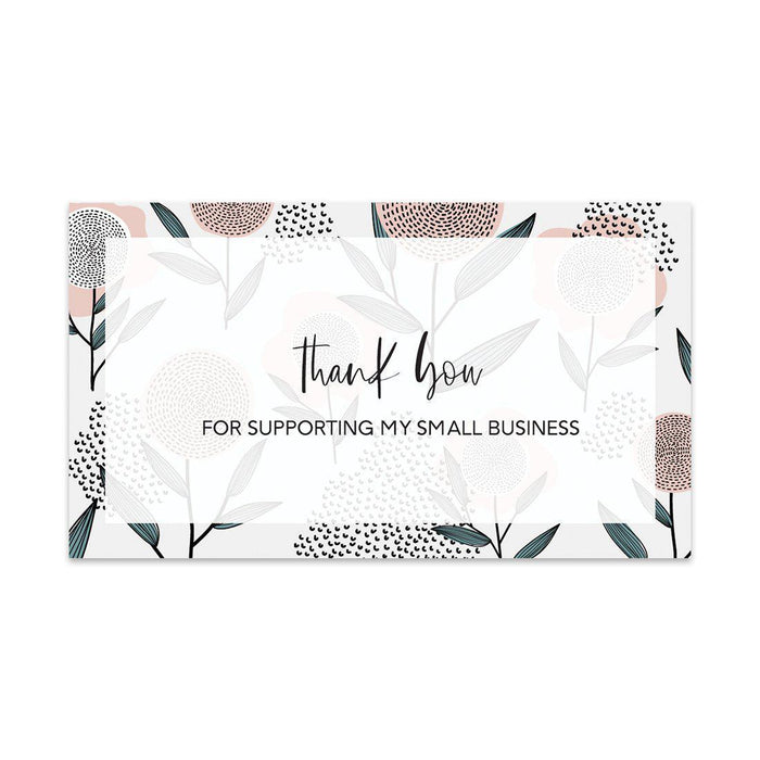 Thank You For Supporting My Small Business Cards, Business Card for Small Business Owners Design 2-Set of 100-Andaz Press-Neutral Abstract Flowers-
