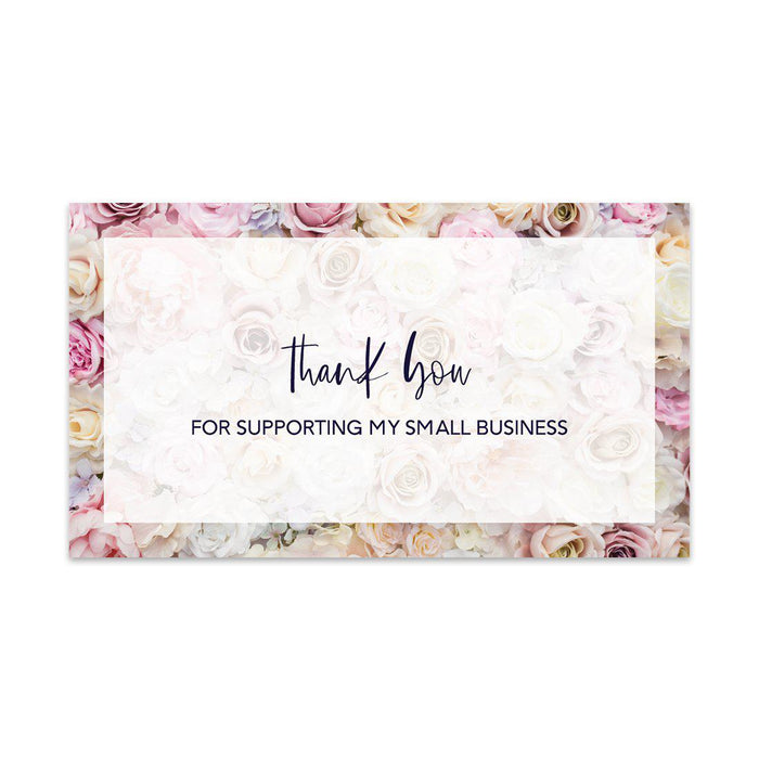 Thank You For Supporting My Small Business Cards, Business Card for Small Business Owners Design 2-Set of 100-Andaz Press-Pink and Neutral Roses-