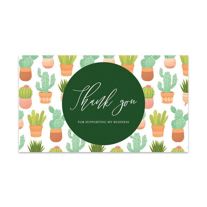 Thank You For Supporting My Small Business Cards, Business Card for Small Business Owners Design 2-Set of 100-Andaz Press-Potted Cactus Design-