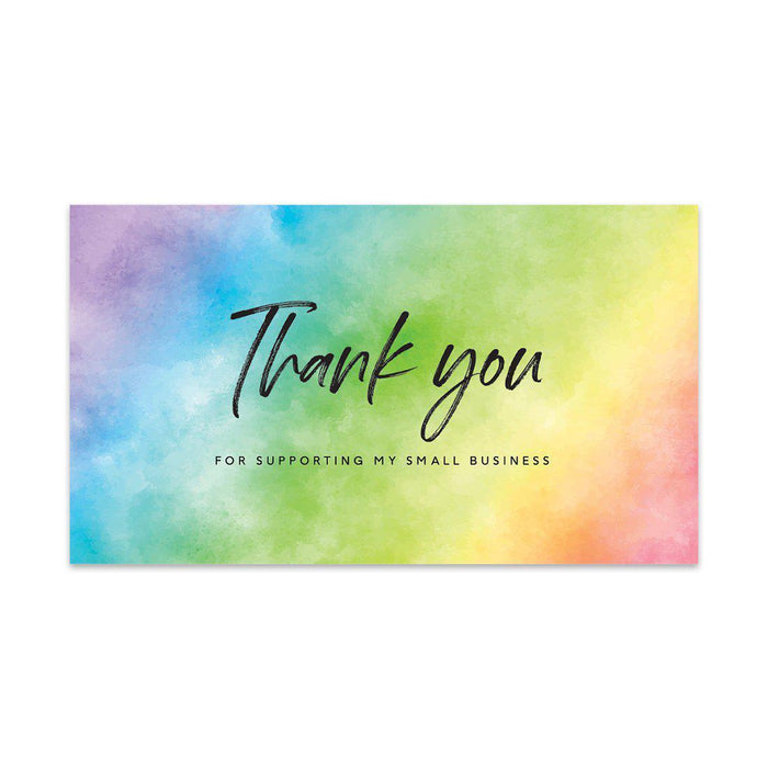 Thank You For Supporting My Small Business Cards, Business Card for Small Business Owners Design 2-Set of 100-Andaz Press-Rainbow Watercolor Wash-