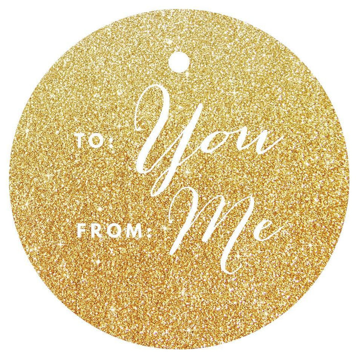 To / From Circle Gift Tags, Chic Style-Set of 24-Andaz Press-Gold-