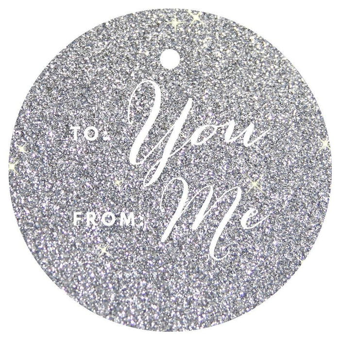 To / From Circle Gift Tags, Chic Style-Set of 24-Andaz Press-Silver-