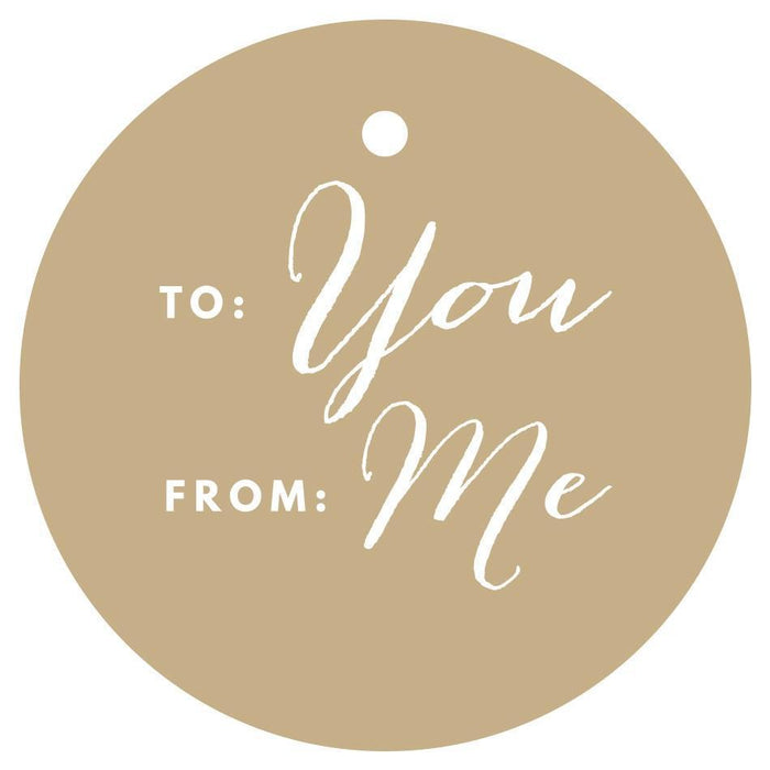 To / From Circle Gift Tags, Chic Style-Set of 24-Andaz Press-Tan-