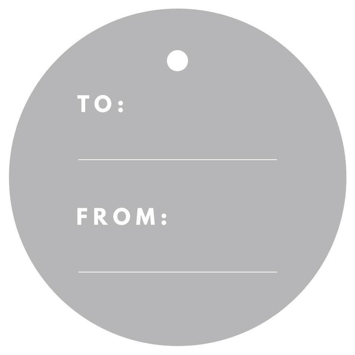 To / From Circle Gift Tags, Modern Style-Set of 24-Andaz Press-Gray-