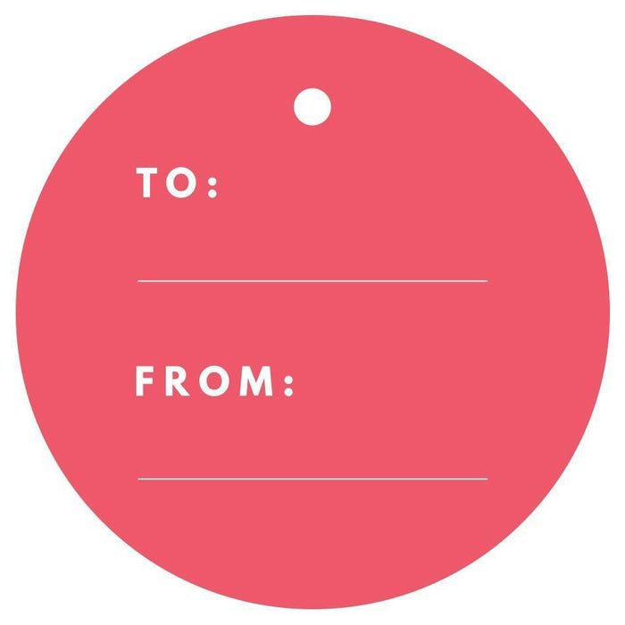 To / From Circle Gift Tags, Modern Style-Set of 24-Andaz Press-Red-