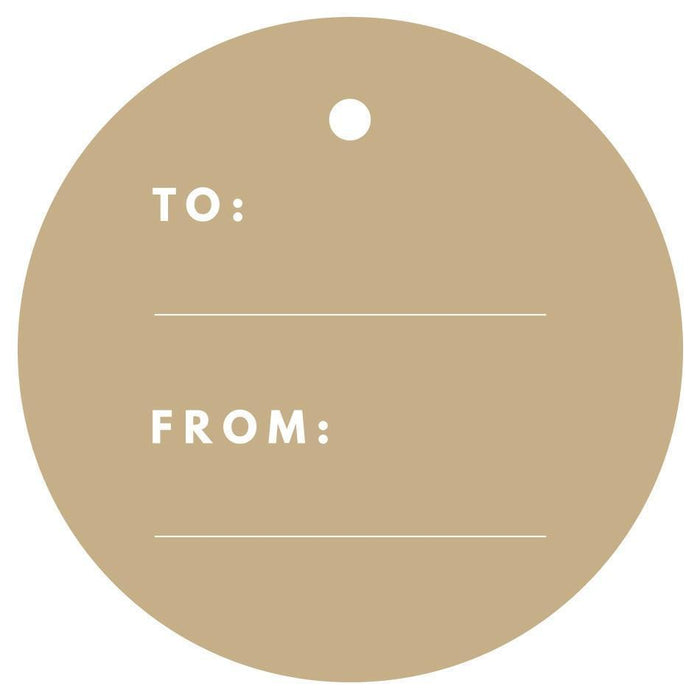 To / From Circle Gift Tags, Modern Style-Set of 24-Andaz Press-Tan-