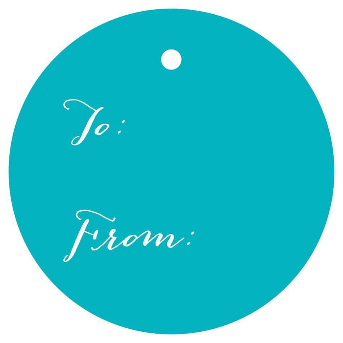 To / From Circle Gift Tags, Whimsical Style-Set of 24-Andaz Press-Aqua-