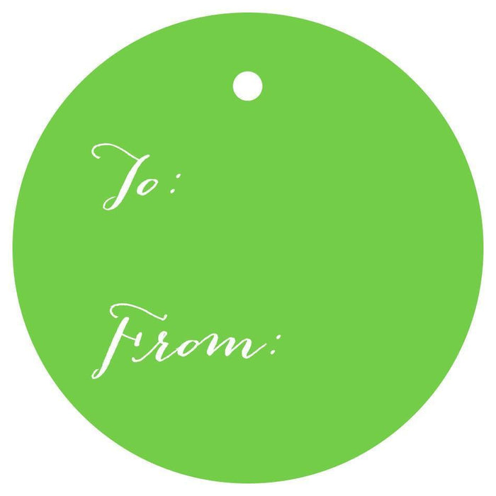To / From Circle Gift Tags, Whimsical Style-Set of 24-Andaz Press-Kiwi Green-
