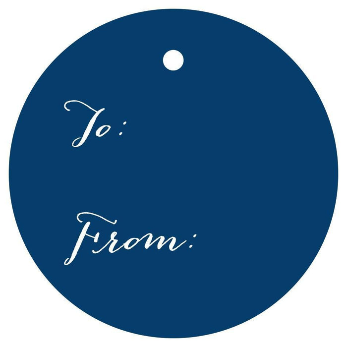 To / From Circle Gift Tags, Whimsical Style-Set of 24-Andaz Press-Navy Blue-