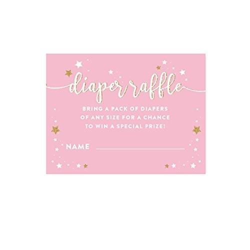 Twinkle Twinkle Little Star Pink Baby Shower Game Cards-Set of 20-Andaz Press-Diaper Raffle-
