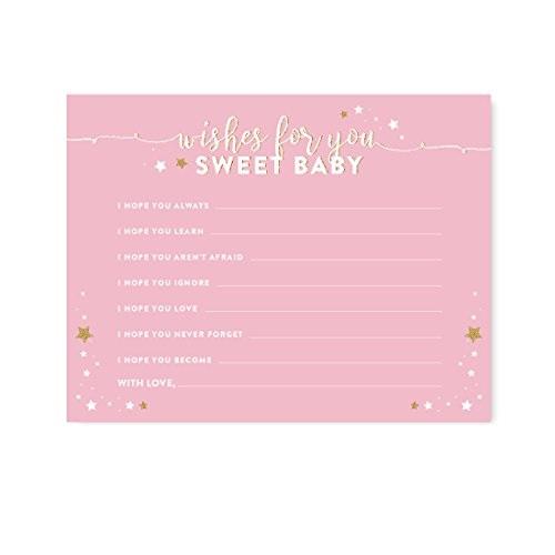 Twinkle Twinkle Little Star Pink Baby Shower Game Cards-Set of 20-Andaz Press-Wishes for Baby-
