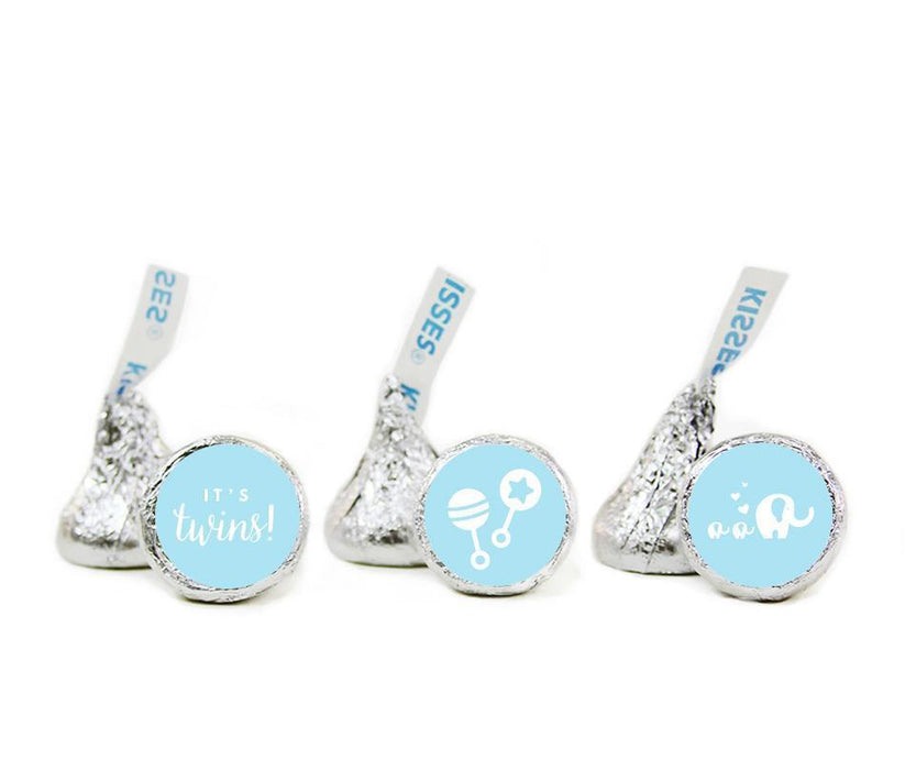 Twins Baby Shower Hershey's Kisses Stickers-Set of 216-Andaz Press-Baby Blue-