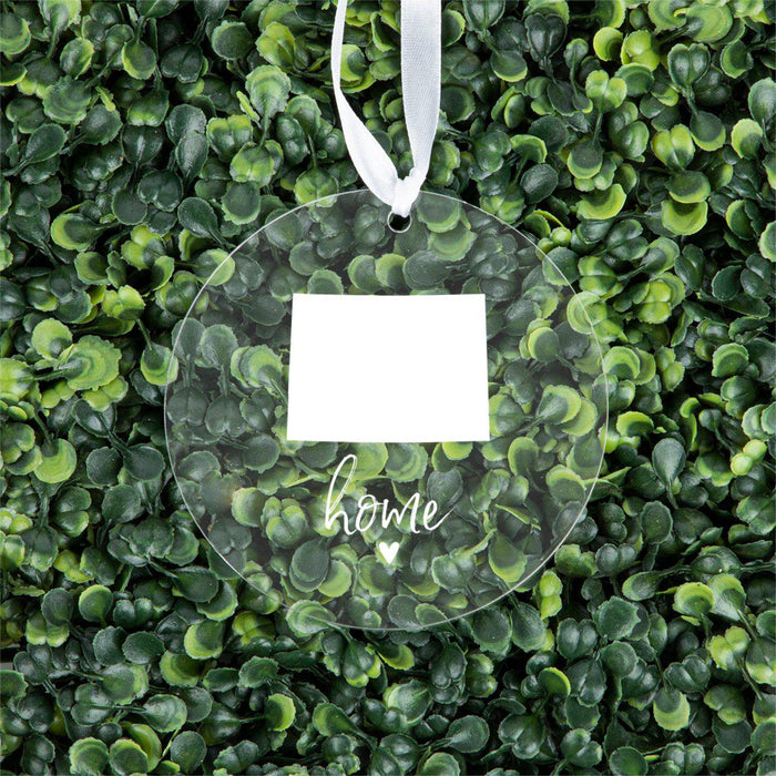US State Round Clear Acrylic Christmas Ornament Keepsake, Long Distance Christmas Ideas-Set of 1-Andaz Press-Colorado-