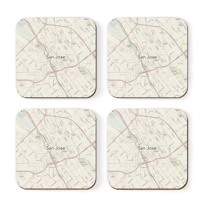 U.S. City Map Square Coffee Drink Coasters Gift, Vintage Map-Set of 4-Andaz Press-NY-