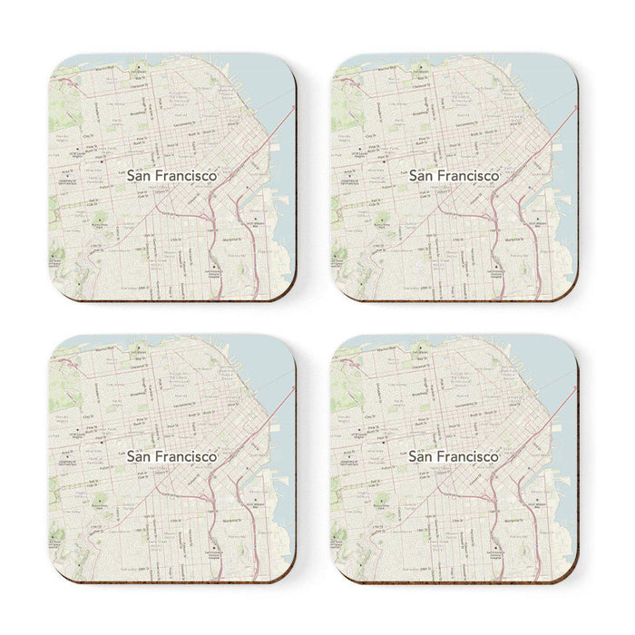 U.S. City Map Square Coffee Drink Coasters Gift, Vintage Map-Set of 4-Andaz Press-NY-