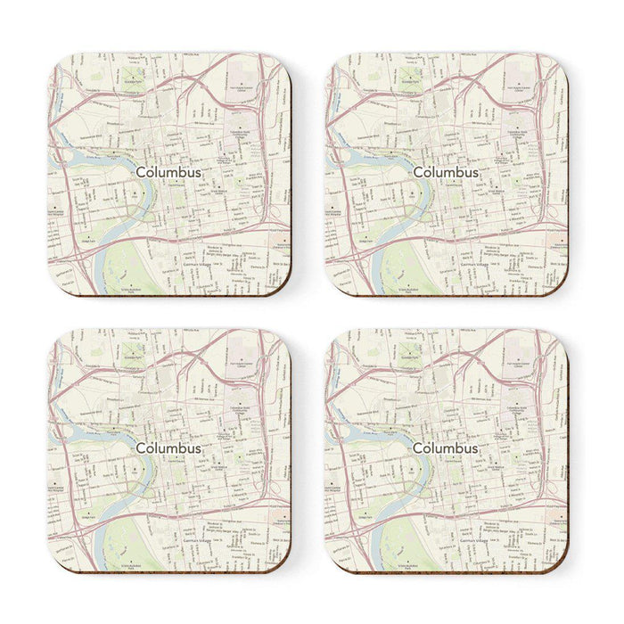 U.S. City Map Square Coffee Drink Coasters Gift, Vintage Map-Set of 4-Andaz Press-NY-