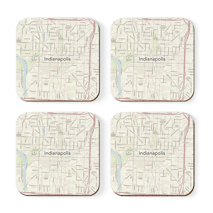 U.S. City Map Square Coffee Drink Coasters Gift, Vintage Map-Set of 4-Andaz Press-NY-