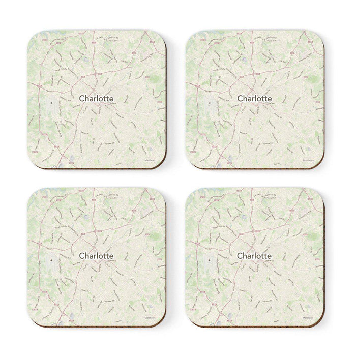U.S. City Map Square Coffee Drink Coasters Gift, Vintage Map-Set of 4-Andaz Press-NY-