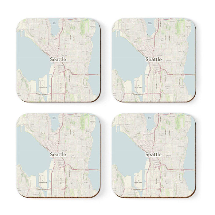 U.S. City Map Square Coffee Drink Coasters Gift, Vintage Map-Set of 4-Andaz Press-NY-