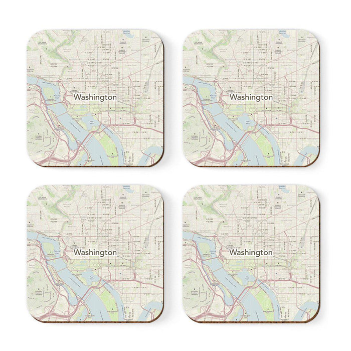 U.S. City Map Square Coffee Drink Coasters Gift, Vintage Map-Set of 4-Andaz Press-NY-