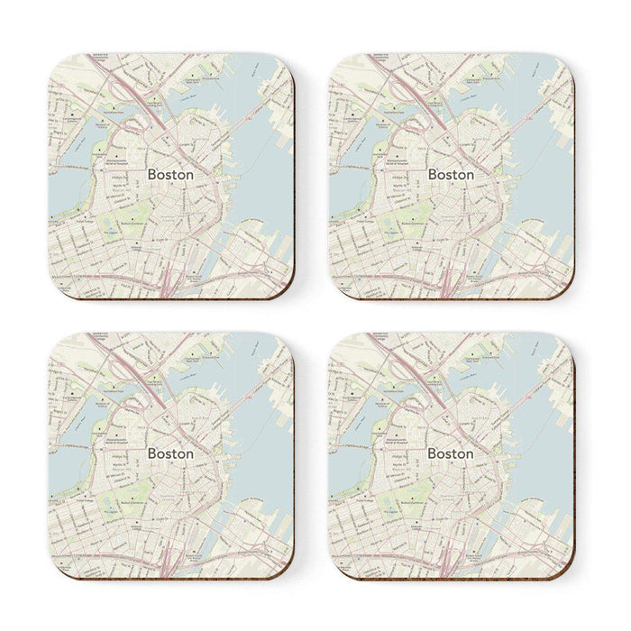 U.S. City Map Square Coffee Drink Coasters Gift, Vintage Map-Set of 4-Andaz Press-NY-