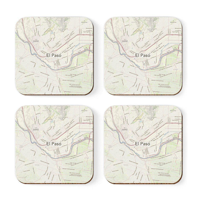 U.S. City Map Square Coffee Drink Coasters Gift, Vintage Map-Set of 4-Andaz Press-NY-