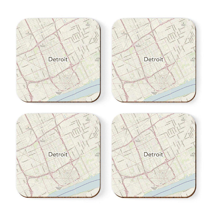 U.S. City Map Square Coffee Drink Coasters Gift, Vintage Map-Set of 4-Andaz Press-NY-