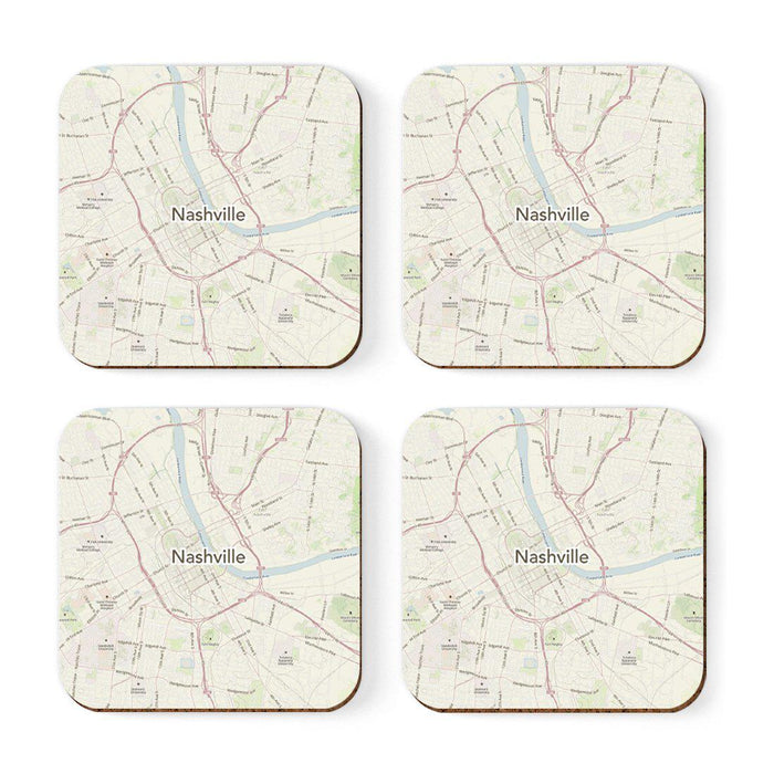 U.S. City Map Square Coffee Drink Coasters Gift, Vintage Map-Set of 4-Andaz Press-NY-