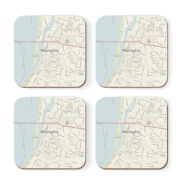 U.S. City Map Square Coffee Drink Coasters Gift, Vintage Map-Set of 4-Andaz Press-NY-