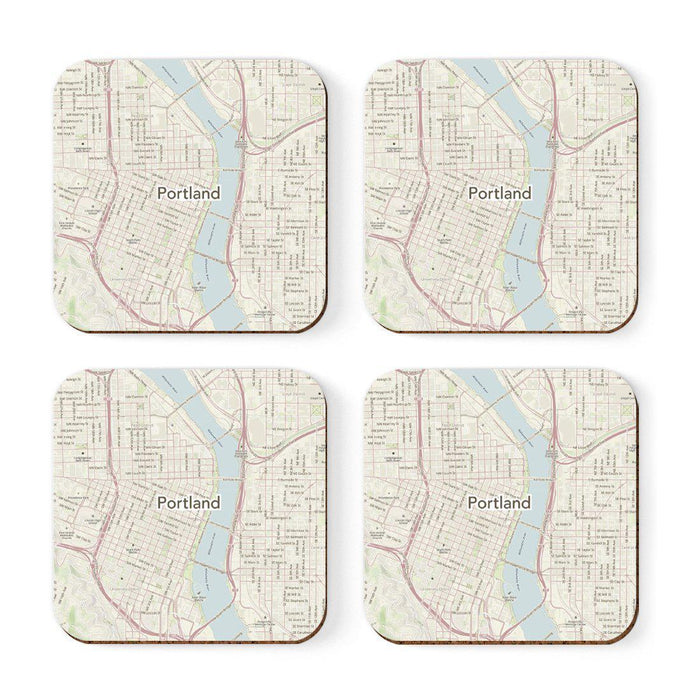 U.S. City Map Square Coffee Drink Coasters Gift, Vintage Map-Set of 4-Andaz Press-NY-
