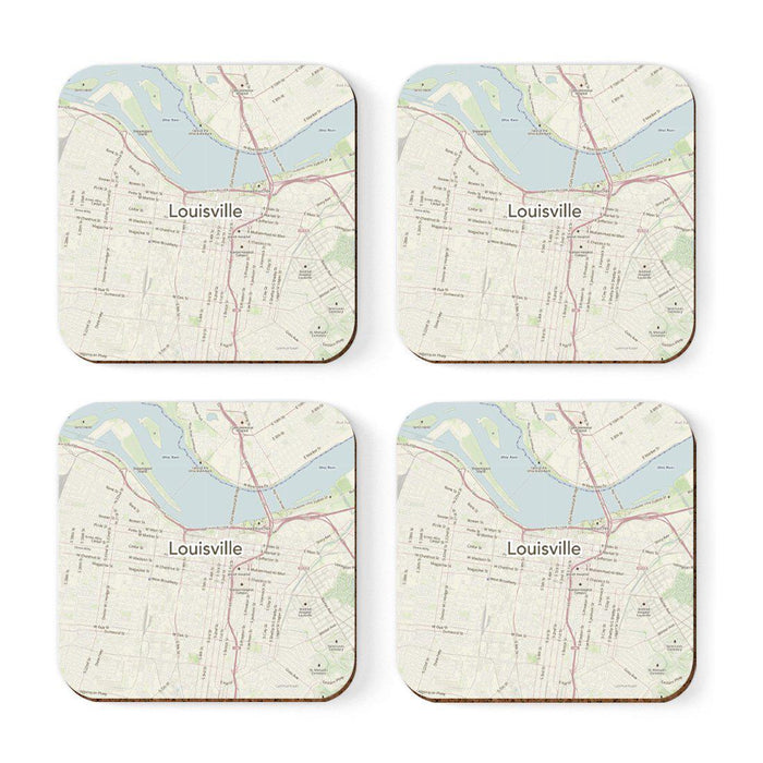 U.S. City Map Square Coffee Drink Coasters Gift, Vintage Map-Set of 4-Andaz Press-NY-