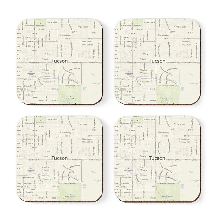 U.S. City Map Square Coffee Drink Coasters Gift, Vintage Map-Set of 4-Andaz Press-NY-