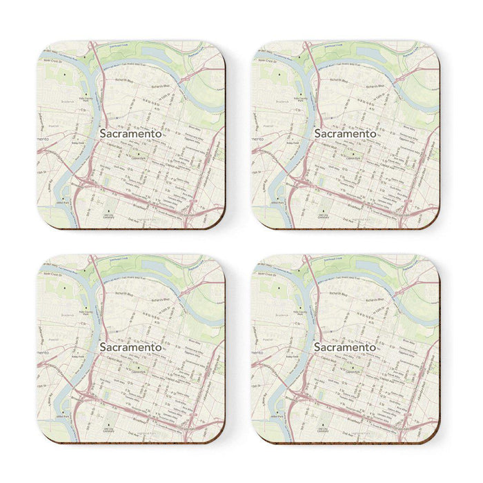 U.S. City Map Square Coffee Drink Coasters Gift, Vintage Map-Set of 4-Andaz Press-NY-