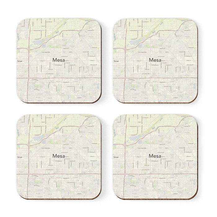 U.S. City Map Square Coffee Drink Coasters Gift, Vintage Map-Set of 4-Andaz Press-NY-
