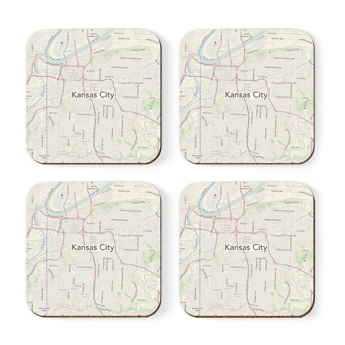 U.S. City Map Square Coffee Drink Coasters Gift, Vintage Map-Set of 4-Andaz Press-NY-
