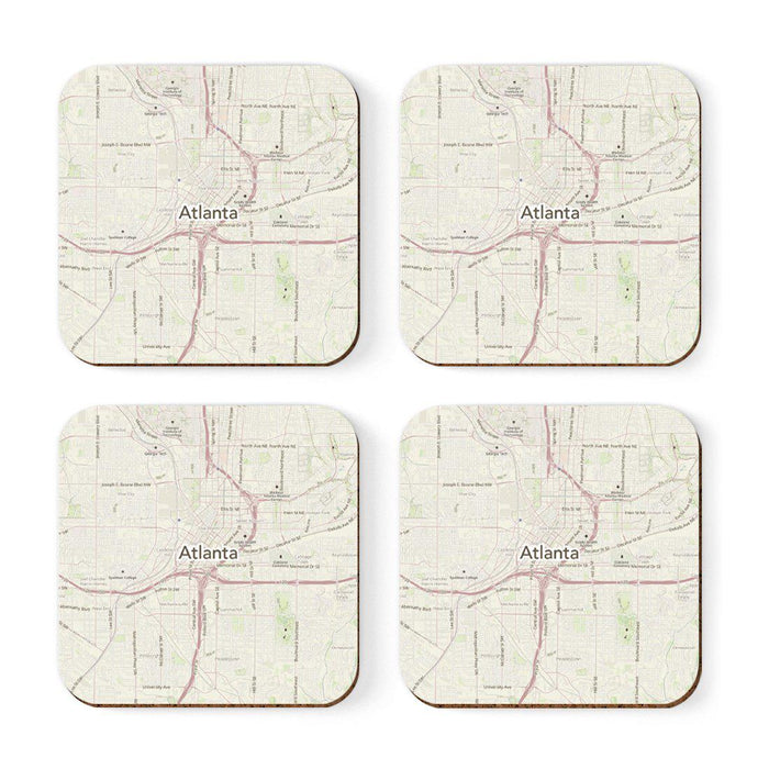 U.S. City Map Square Coffee Drink Coasters Gift, Vintage Map-Set of 4-Andaz Press-NY-