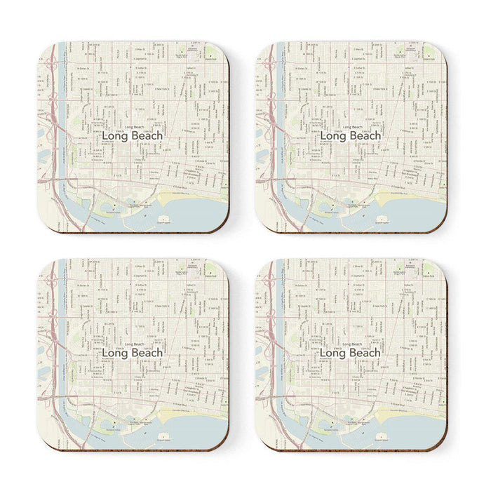 U.S. City Map Square Coffee Drink Coasters Gift, Vintage Map-Set of 4-Andaz Press-NY-