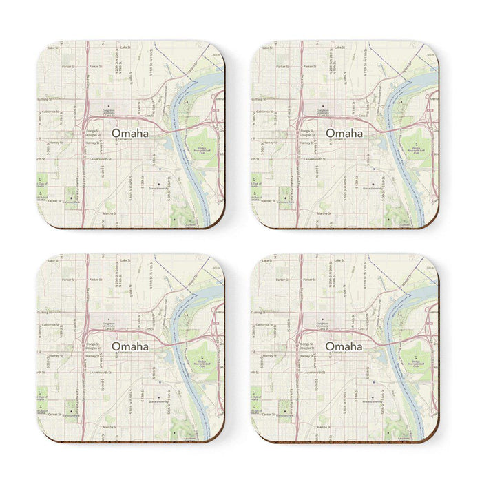 U.S. City Map Square Coffee Drink Coasters Gift, Vintage Map-Set of 4-Andaz Press-NY-