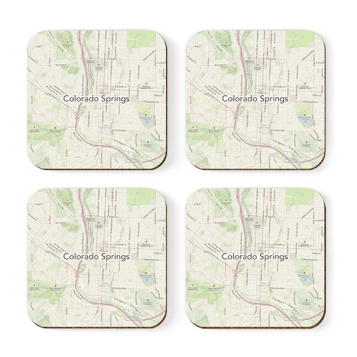 U.S. City Map Square Coffee Drink Coasters Gift, Vintage Map-Set of 4-Andaz Press-NY-