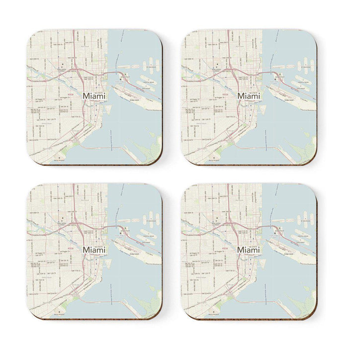 U.S. City Map Square Coffee Drink Coasters Gift, Vintage Map-Set of 4-Andaz Press-NY-