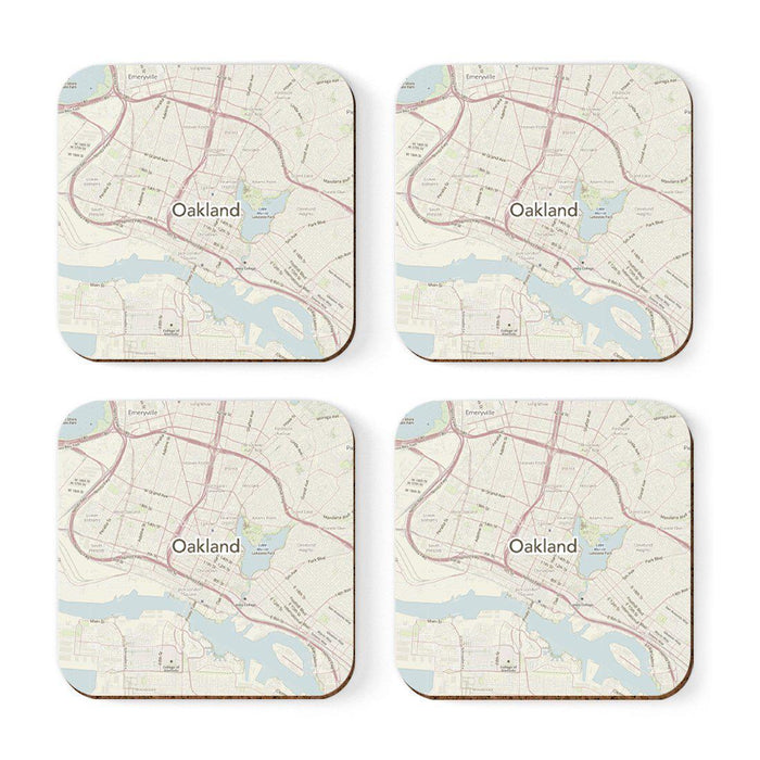 U.S. City Map Square Coffee Drink Coasters Gift, Vintage Map-Set of 4-Andaz Press-NY-
