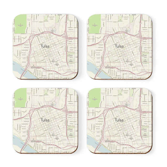U.S. City Map Square Coffee Drink Coasters Gift, Vintage Map-Set of 4-Andaz Press-NY-