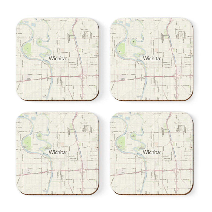 U.S. City Map Square Coffee Drink Coasters Gift, Vintage Map-Set of 4-Andaz Press-NY-