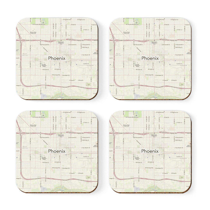 U.S. City Map Square Coffee Drink Coasters Gift, Vintage Map-Set of 4-Andaz Press-NY-